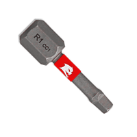 The Diablo DIABLO DSQ11P5 features a metallic screwdriver bit in a hexagonal shape with a red band and white logo, labeled R1 cc1. Its Impact Strong™ design ensures durability and reliability, isolated on a white background. Comes as a 1 in. #1 Square Drive Bit in a 5-Pack.