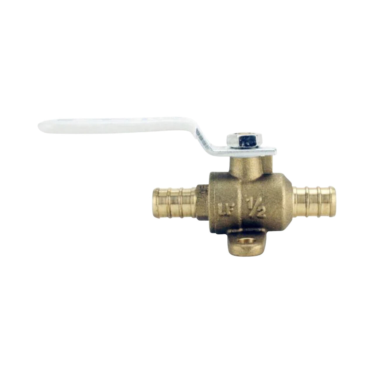 1/2 in. Brass PEX Barb Ball Valve with Drain & Mounting Pad