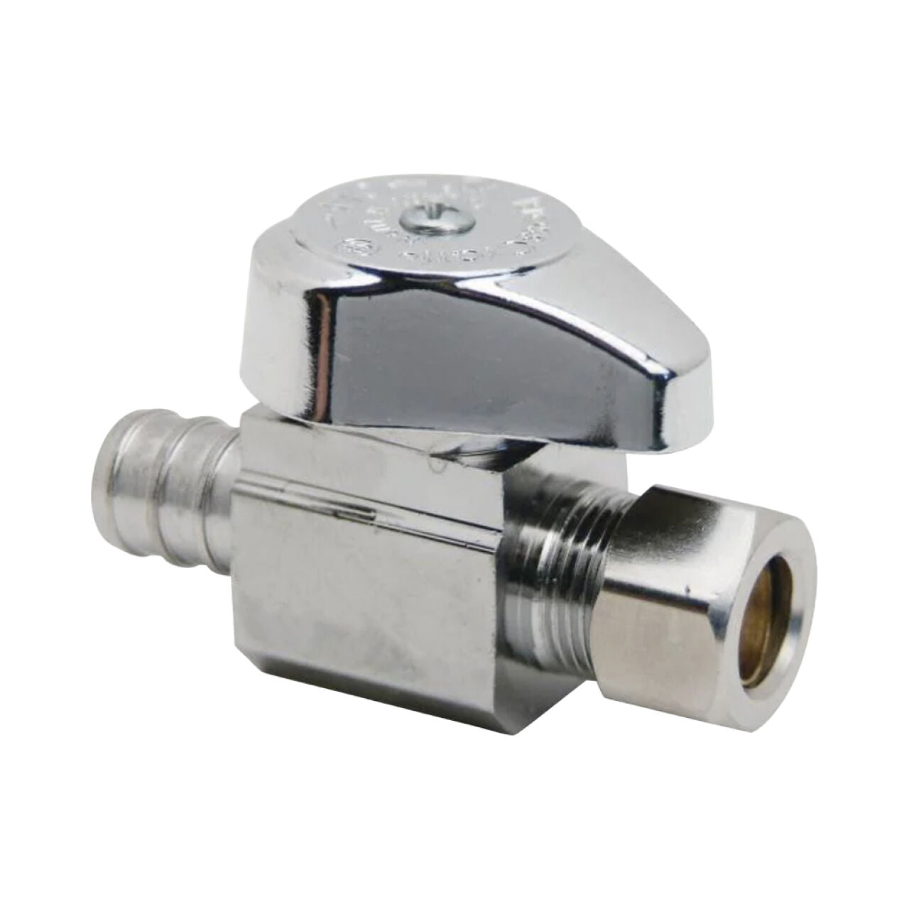 1/2 in. Crimp PEX Barb Inlet x 3/8 in. Compression Outlet Straight Valve - Chrome