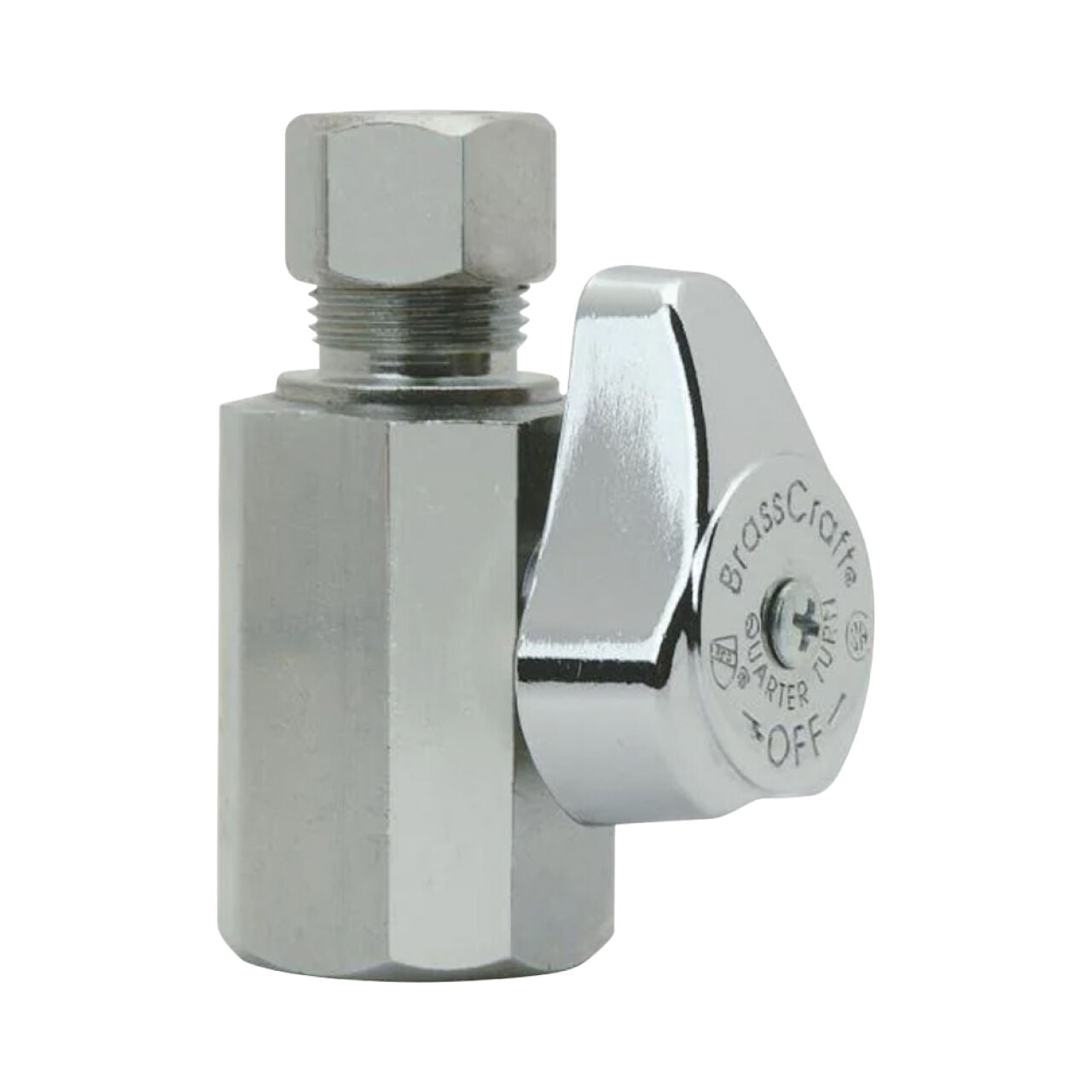 1/2 in. FIP Inlet x 3/8 in. Compression Outlet 1/4-Turn Straight Valve - Chrome