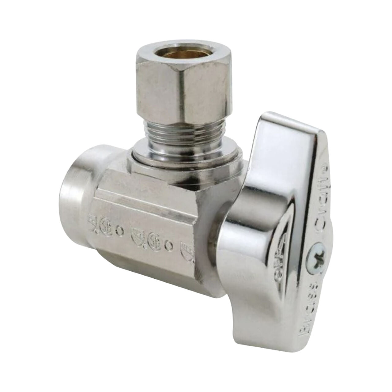 1/2 in. Sweat Inlet x 3/8 in. Compression Outlet 1/4-Turn Angle Ball Valve - Chrome