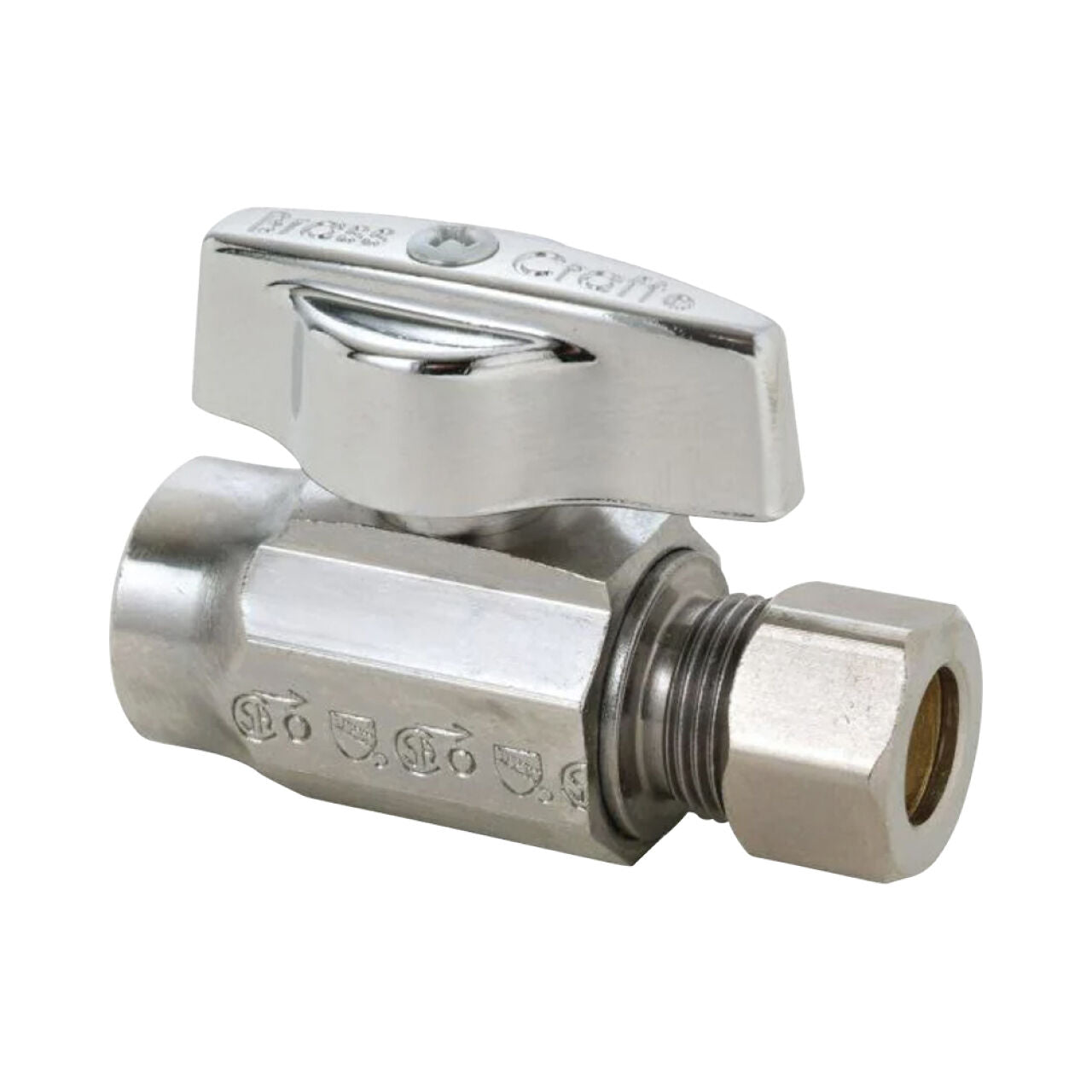 1/2 in. Sweat Inlet x 3/8 in. Compression Outlet 1/4-Turn Straight Valve - Chrome