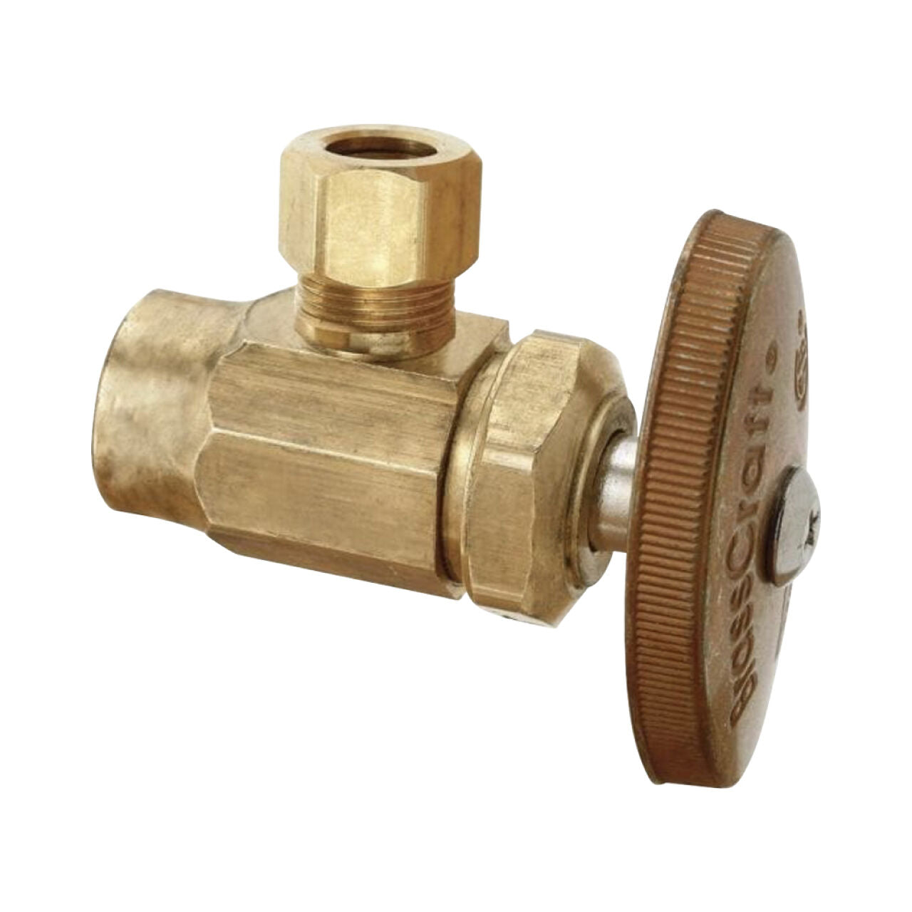 1/2 in. Sweat Inlet x 3/8 in. Compression Outlet Multi-Turn Angle Valve - Rough Brass