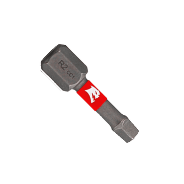 Diablos DIABLO DSQ21P5 1 in. #2 Square Drive Bits (5-Pack) features a red-banded hexagonal metal design with R2 cc1 marking and a white logo, enhanced by Torque Resistant Design and Impact Strong™ technology on a transparent background.