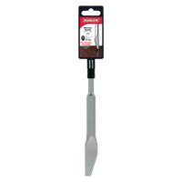 The DIABLO DMAPLCH2040 1/4 in. SDS-Plus Mortar Knife features a silver, chisel-like blade for efficient mortar removal and has a black handle section with the red Diablo label. It is compatible with SDS-Plus rotary hammers for improved performance.