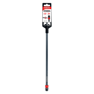 A Diablo-branded drill bit features a 1/4 in. diameter and 12 in. length with an Impact Strong metallic shaft and red tip, designed for enhanced drill driver performance. The black and red label displays the DIABLO DXT1020 model as a universal extension for drills.