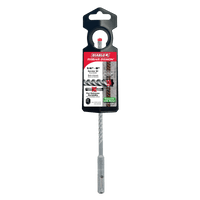 The DIABLO DMAPL4080 Rebar Demon™ SDS-Plus 1/4 x 6 drill bit packaging displays the Diablo brand and specs, with an image of its full-carbide head. Its silver spiral design enhances precision drilling for rotary hammer drills.