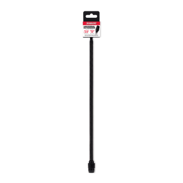 A Diablo DHS375XT18 universal drill extension, 18 in. x 3/8 in., is displayed vertically on a white background. It features a flexible, ribbed design with a Quick-Change Feature for easy installation. The top label reads Diablo with product details in black and red text.