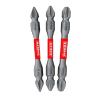 Three 2-3/8 in. double-ended screwdriver bits with red labels, branded Diablo, feature sizes PH1, PH2, and PH3 as Impact Strong Phillips bits; they have a metallic finish and are vertically arranged.