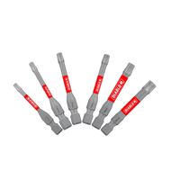 Six gray Torx bits, branded as DIABLO DTV2-S6 by Diablo, feature red and white text. Built for the MaxTorque Zone, these Impact Strong bits deliver exceptional durability for demanding tasks.