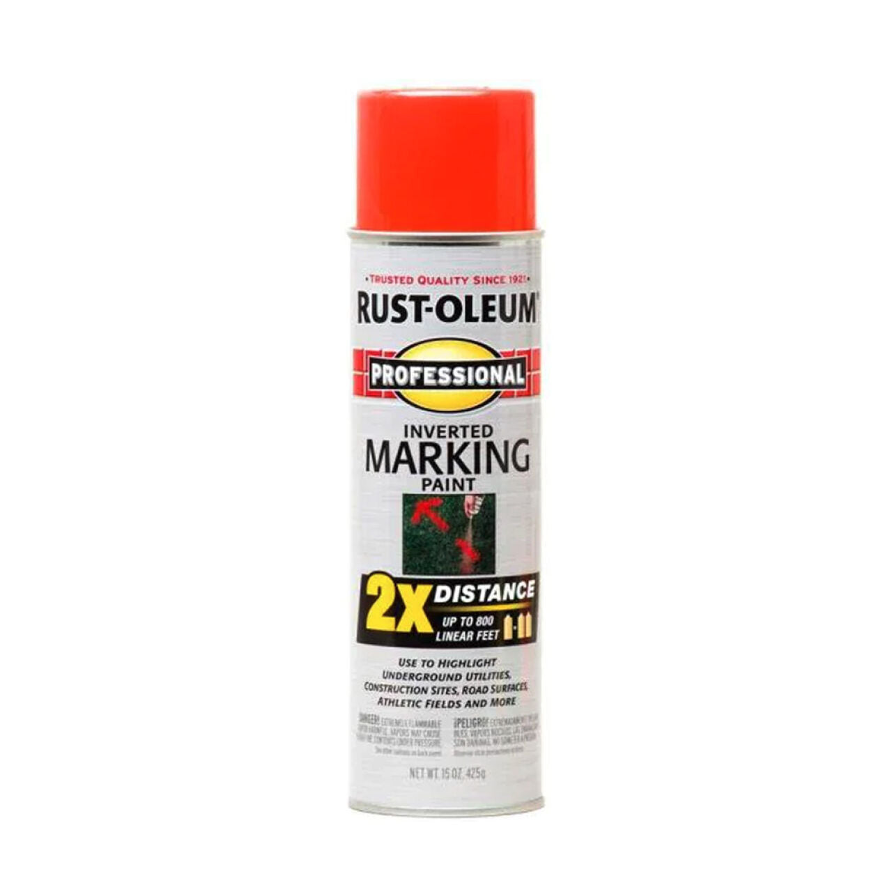 15 oz. 2X Distance Inverted Marking Spray Paint - Fluorescent Red-Orange