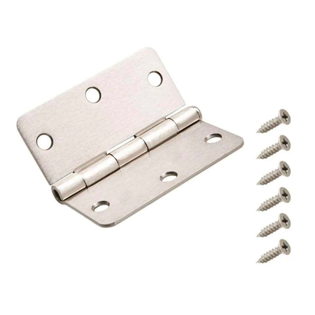 3-1/2 in. (1/4 in. rad.) Round Corner Door Hinge - Satin Nickel