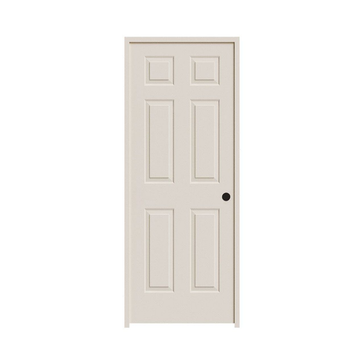 30 in. x 80 in. LH 6 Panel Colonist Primed Textured MDF Prehung Door, Hollow-Core, Left-Hand