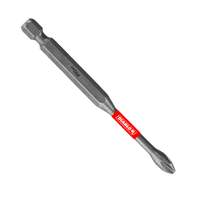 The DIABLO DPH235P1 3-1/2 in. #2 Phillips Drive Bit features a gray metallic finish with a striking red Diablo label, offering impact resistance and extreme durability with its hexagonal shank and cross-shaped head—ideal for precision tasks.