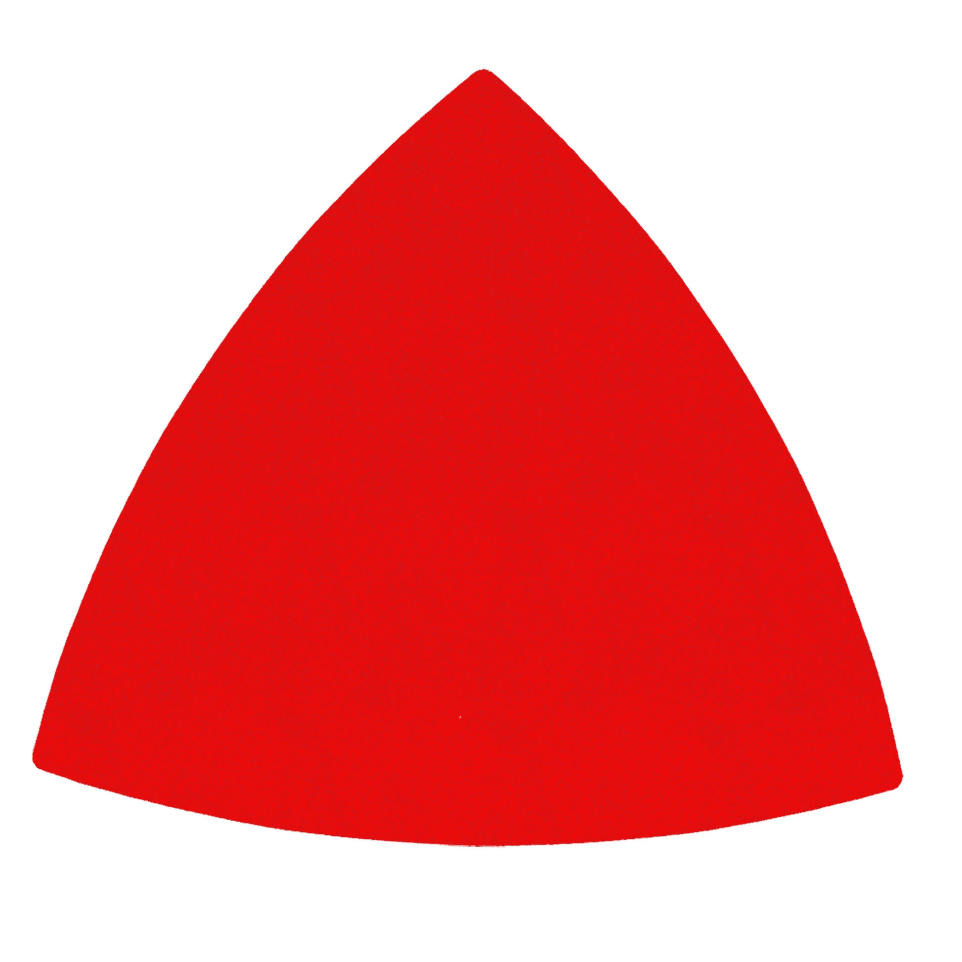 The Diablo DIABLO DCT318ASTH12G sanding sheets feature a solid red triangle with slightly curved edges on a white background, evoking a ceramic blend design.