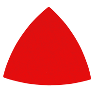 The Diablo DIABLO DCT318ASTH12G sanding sheets feature a solid red triangle with slightly curved edges on a white background, evoking a ceramic blend design.