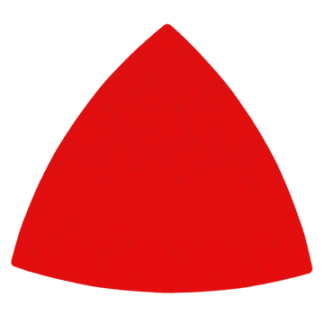 The Diablo DIABLO DCT318ASTH12G sanding sheets feature a solid red triangle with slightly curved edges on a white background, evoking a ceramic blend design.