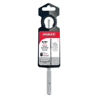 The DIABLO DMAPL2920 3/16 in. x 3-1/2 in. x 6 in. SDS-Plus drill bit package features bold red and white colors, highlighting its use for concrete. It has a full-carbide head secured in a black plastic holder with a hook for easy hanging.