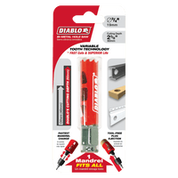 The package image displays a DIABLO DHS0750 3/4 in. x 2-3/8 in. High Performance Hole Saw by Diablo, featuring variable tooth technology for quick cuts, a 2-3/8 cutting depth, universal mandrel, and tool-free plug ejection—ideal for metal and wood projects.