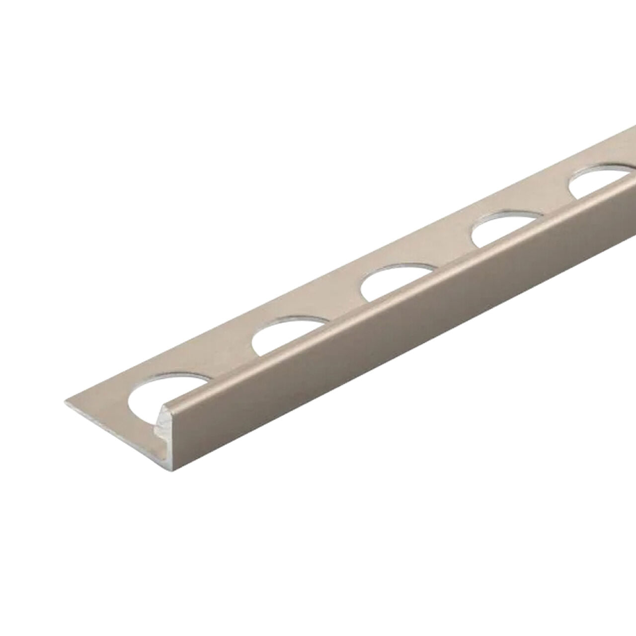 3/8 in. x 98-1/2 in. Aluminum L-Shaped Metal Edging Trim - Satin Nickel