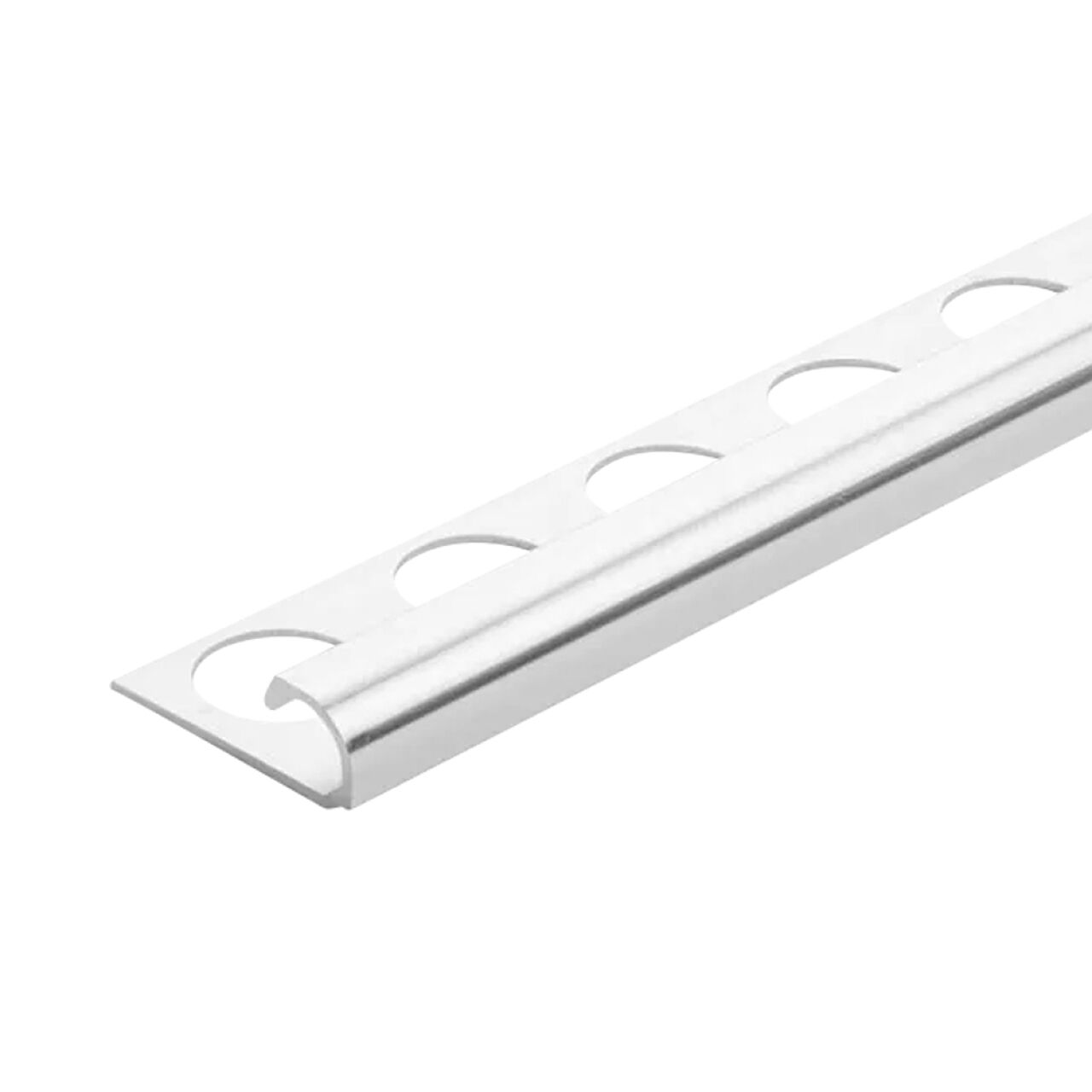 3/8 in. x 98-1/2 in. Aluminum R-Round Bullnose Metal Tile Edging Trim - Polished Chrome