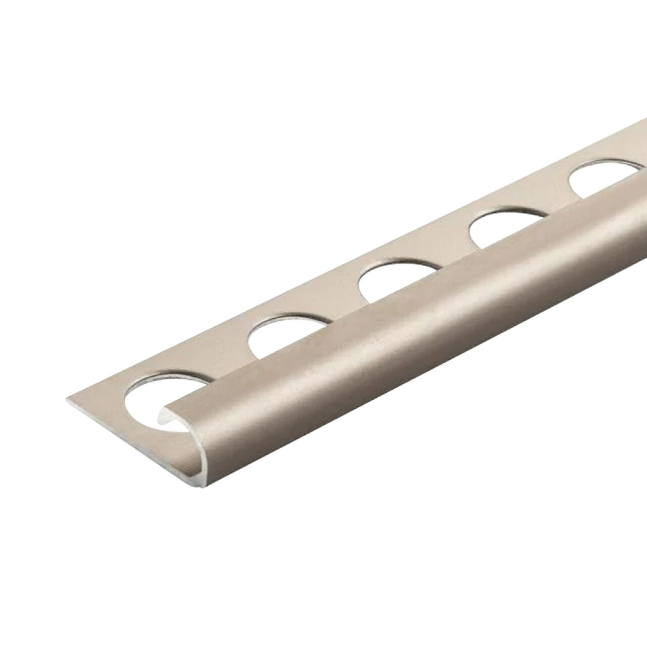 3/8 in. x 98-1/2 in. Aluminum R-Round Bullnose Metal Tile Edging Trim - Satin Nickel