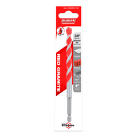 The DIABLO DMARG1120 Speedemon 3/8 in. x 6 in. hammer drill bit by Diablo features a durable carbide tip for concrete, masonry, and stone. In red and silver, its 6-inch length enhances drilling efficiency with an Impact Strong design highlighted as Red Granite.