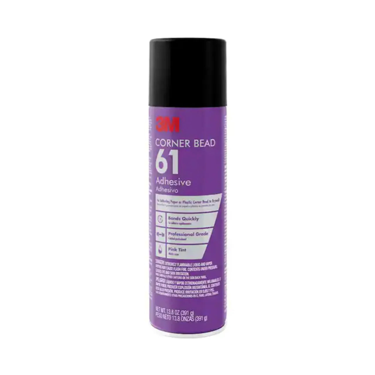 A purple Go Build 13.8 oz. Drywall Corner Bead Spray Adhesive can with a black cap emphasizes quick bonding and contractor-grade quality, ideal for pink trim.