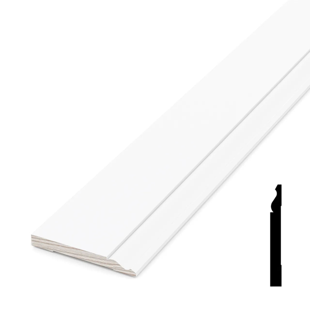 9/16 in. x 5-1/4 in. x 192 in. - Primed Pine Baseboard