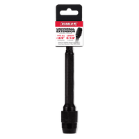 The DIABLO DHS375XT6 Universal Extension for Drills, featuring a Quick-Change Feature, measures 5-1/2 in. x 3/8 in. Its packaging displays the Diablo brand and specifications against a white background.