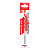 The image displays the packaging for a Diablo DIABLO DMARG1100 5/16 x 4 x 6 SPEEDemon™ Red Granite Carbide-Tipped Hammer Drill Bit with Impact Strong™ carbide tip, ideal for tile, concrete, and masonry. The red and white design has a vertical format with a 6 length label.