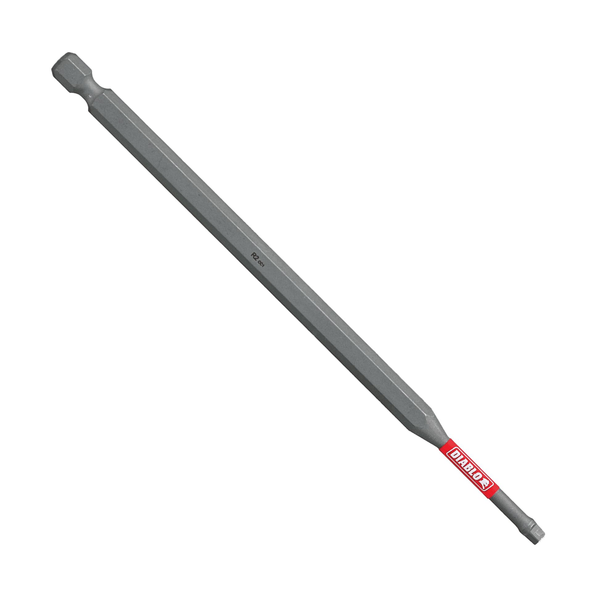 The 6 in. DIABLO DSQ26P1 #2 Square Drive Bit features a hexagonal shank and cutting edge with the Impact Strong™ logo in red and white, alongside a green Torque Resistant Design for durability.