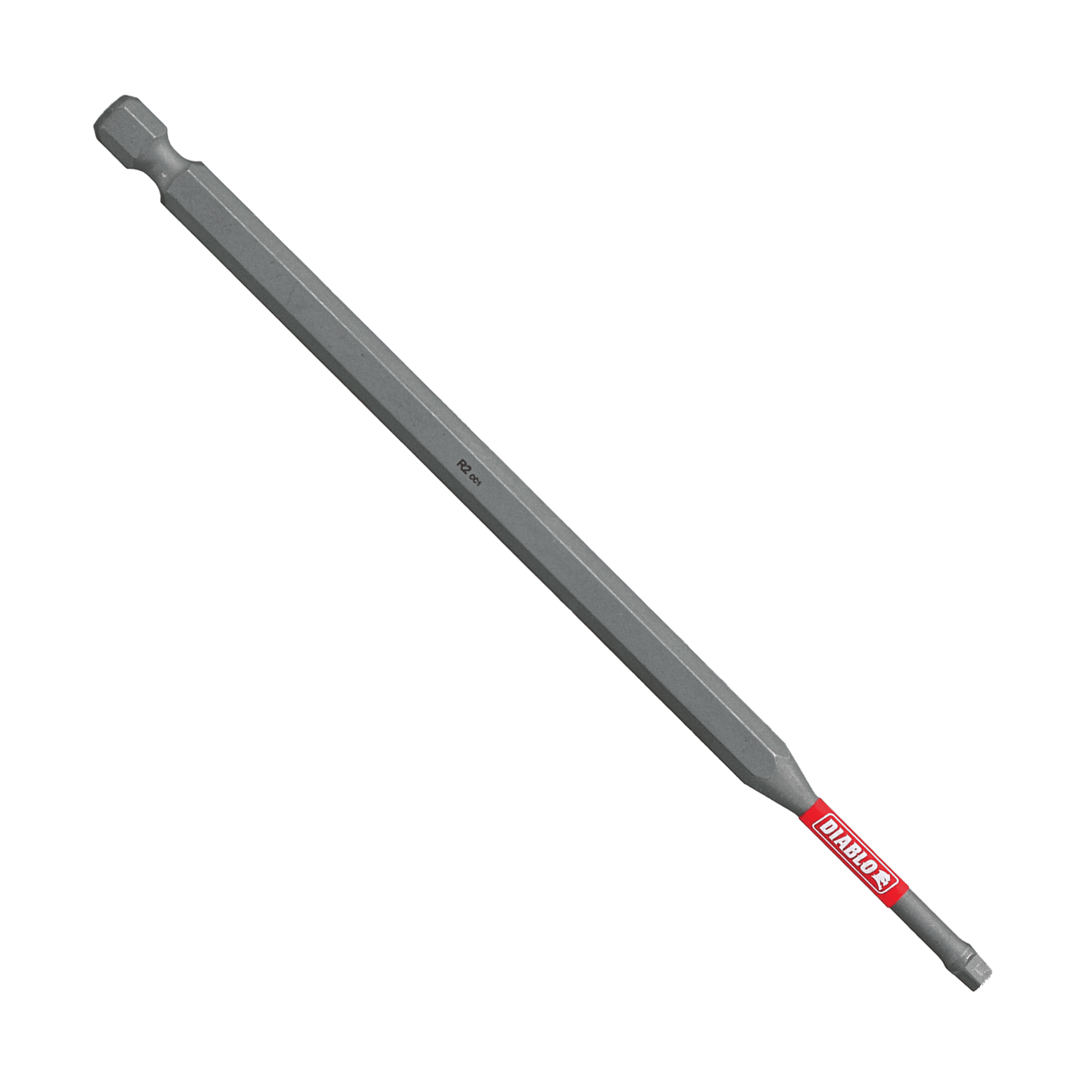 The 6 in. DIABLO DSQ26P1 #2 Square Drive Bit features a hexagonal shank and cutting edge with the Impact Strong™ logo in red and white, alongside a green Torque Resistant Design for durability.