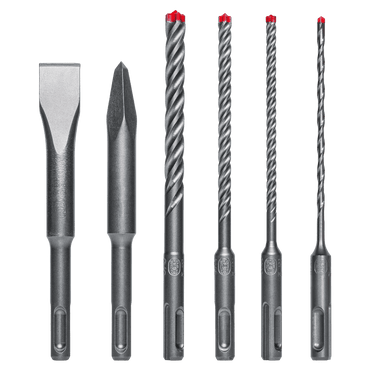 Explore the exceptional durability of the Diablo DIABLO DMAPL9930-S6 6-Piece SDS-Plus Rebar Demon™ set, featuring various shapes like flat, pointed, and twisted designs. With red-tipped twisted bits and uniform handles, theyre built to withstand any challenge.