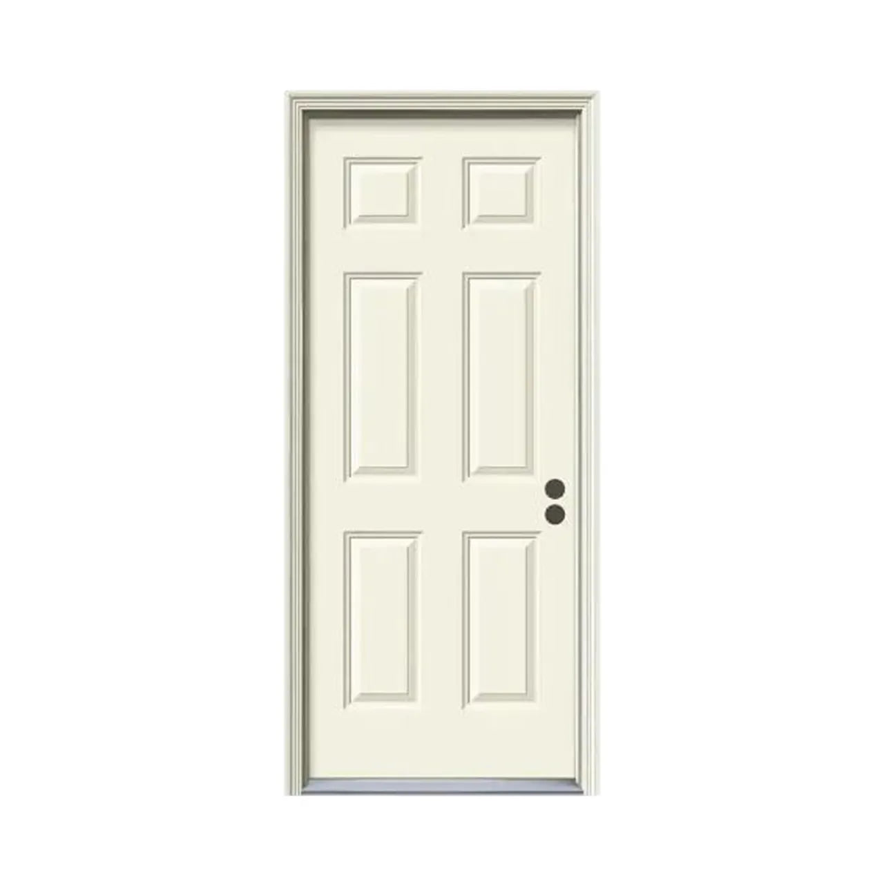 32 in. x 80 in. 6-Panel Primed Steel Prehung Left-Hand Inswing Front Door w/Brickmould