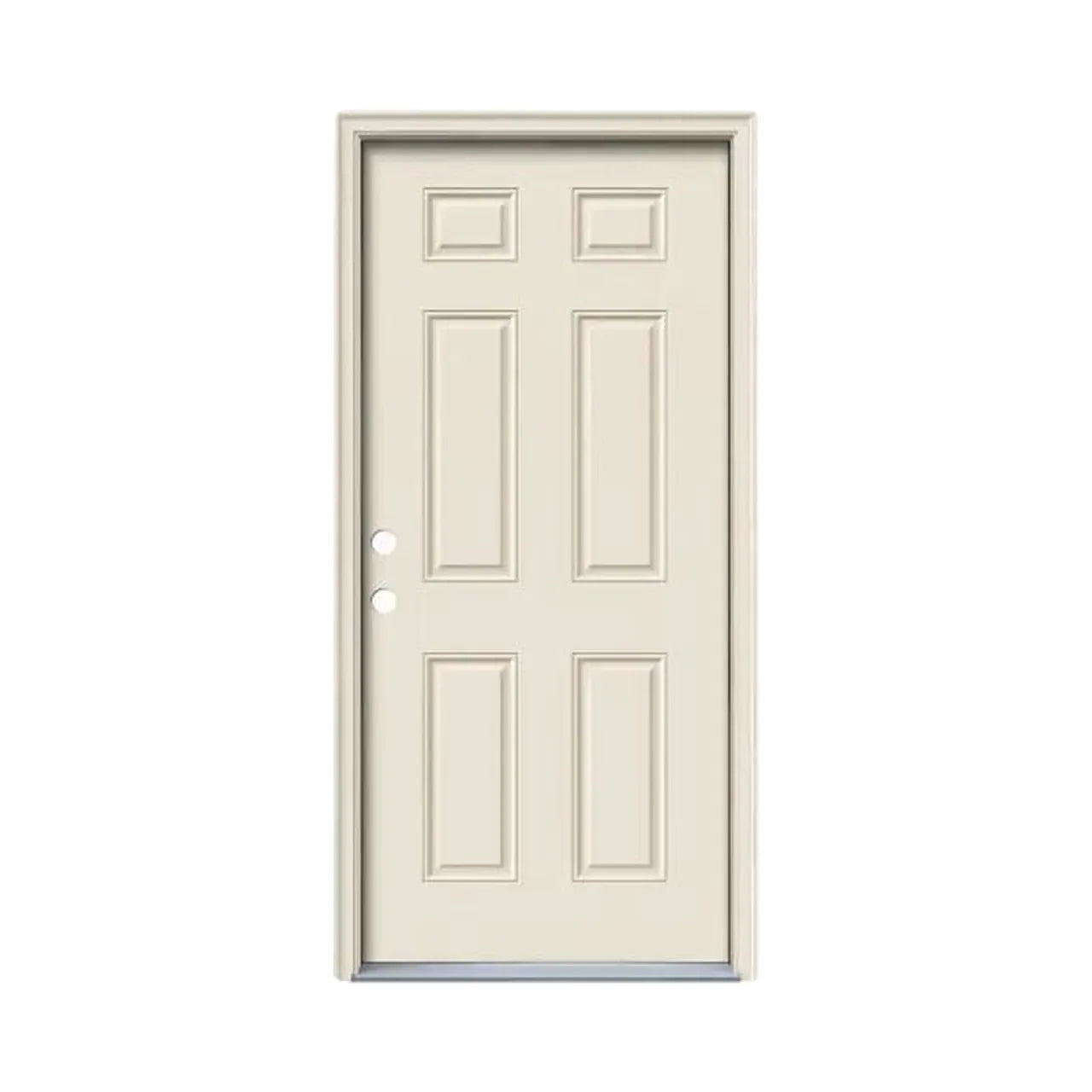 32 in. x 80 in. 6-Panel Primed Right-Hand Inswing Steel Prehung Front Door w/Brickmould