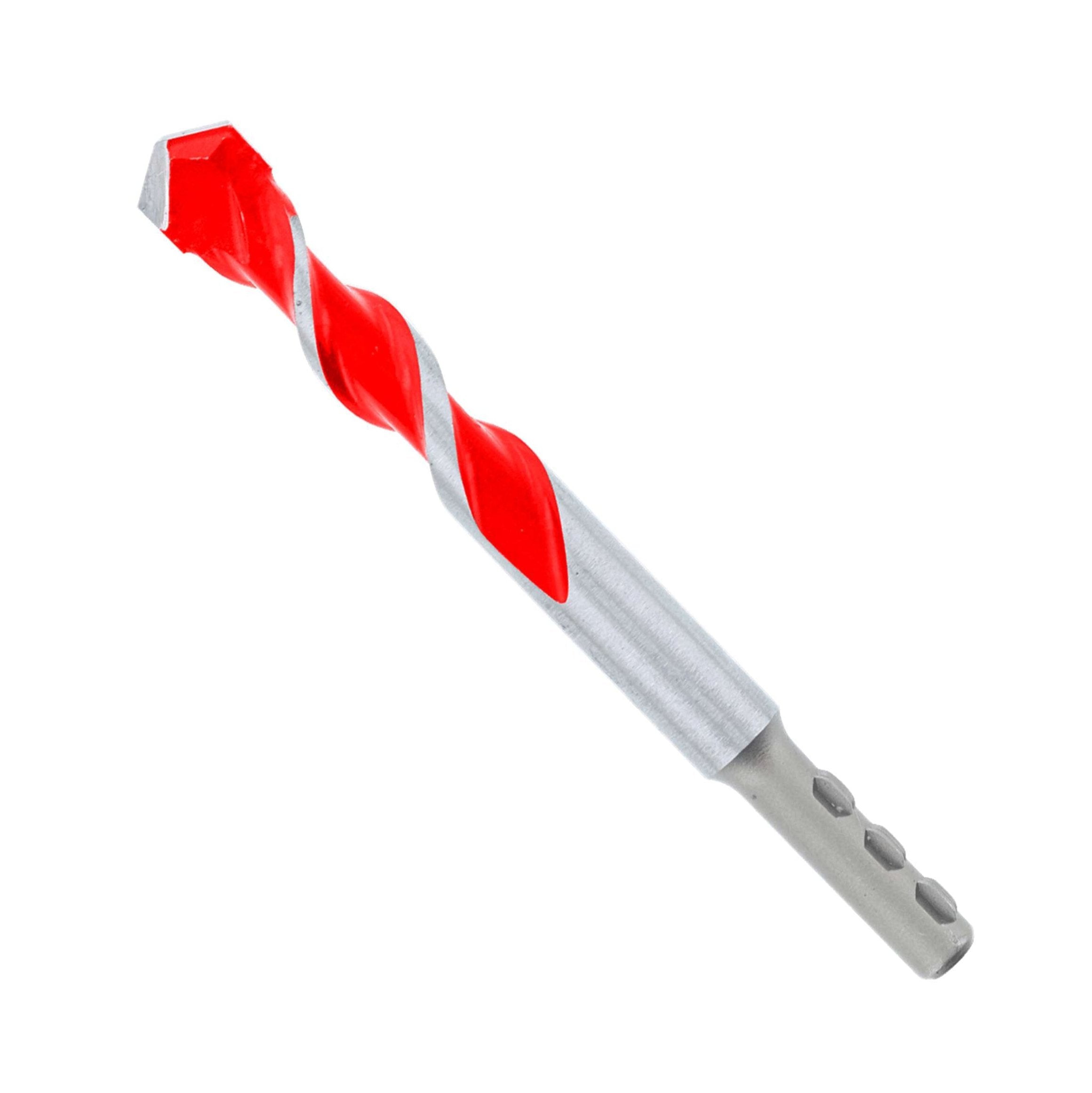 Close-up of the Diablo DIABLO DMARG1170 SPEEDemon™ Red Granite Carbide-Tipped Hammer Drill Bit featuring a red spiral flute and silver shank, designed for rapid drilling in masonry and stone. The image background is white.