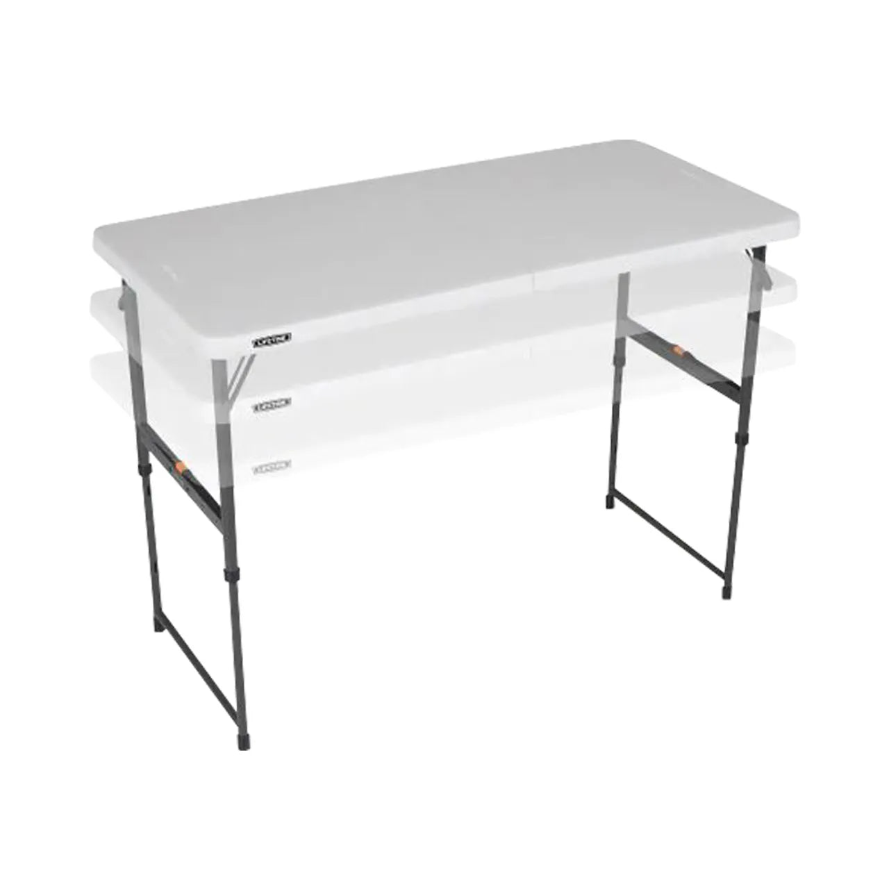 4 ft. One Hand Adjustable Height Fold-in-Half Table - Almond