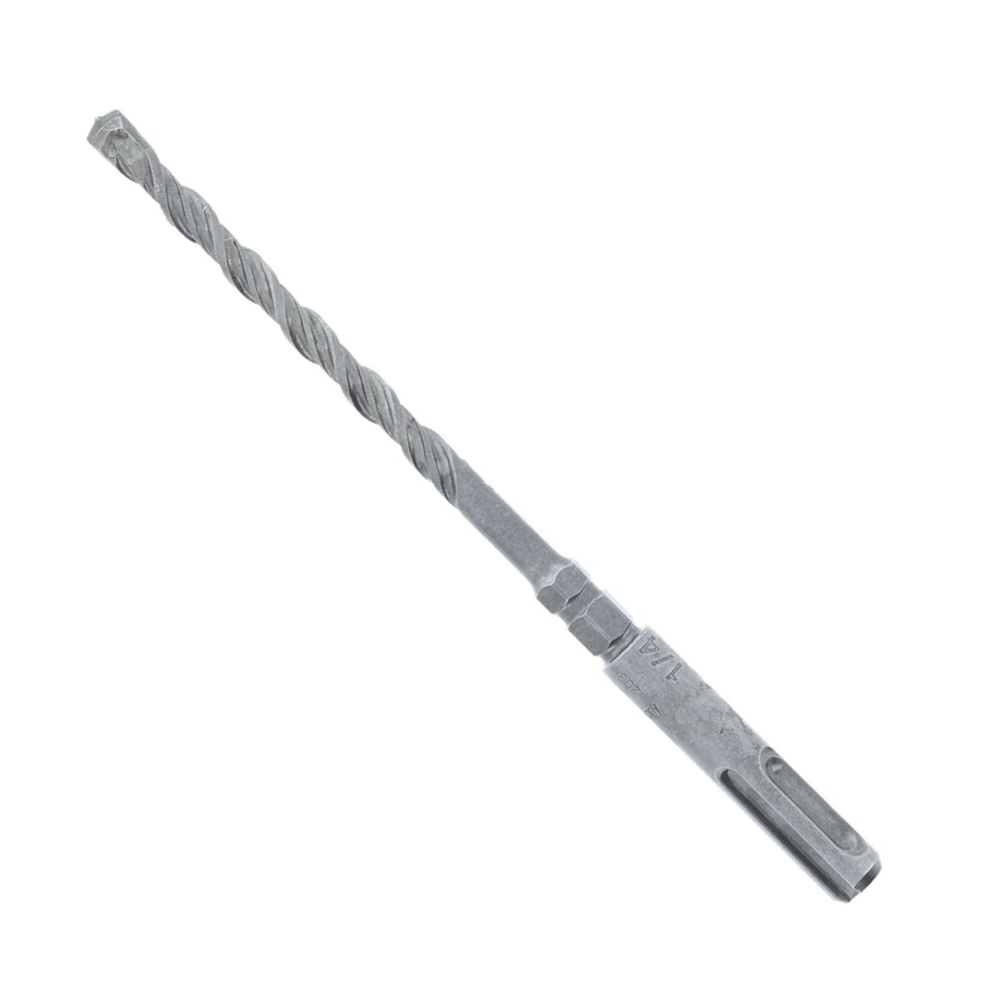 The Diablo DMAPL2930 SDS-Plus drill bit features a full-carbide head with a spiral design. It tapers to a sharp point and has a slotted shank for use in drills, measuring 1/4 in. x 3-1/2 in. x 6 in., and is shown lying horizontally on a white background.