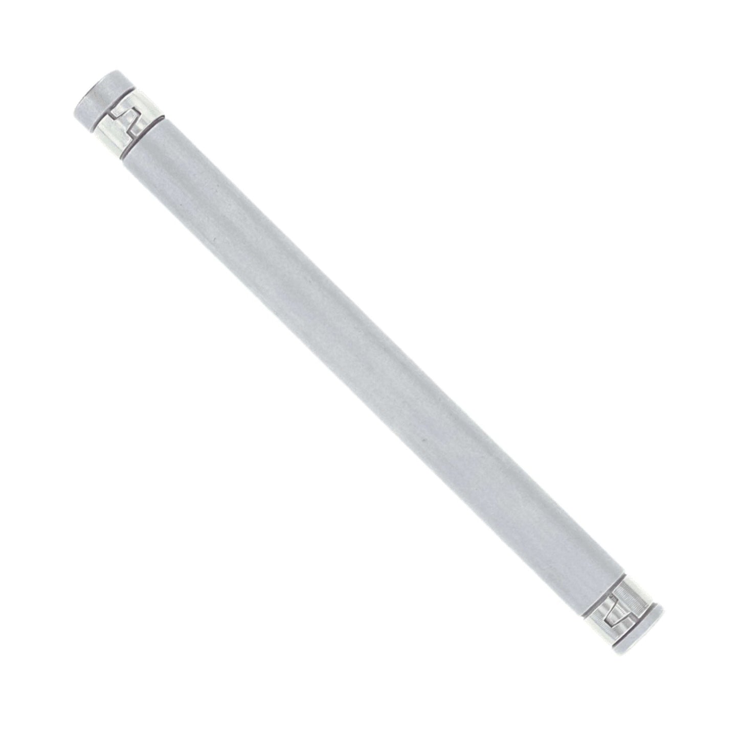 The DIABLO DMAPL2960 SDS-Plus Concrete Anchor Drive Sleeve, a silver cylindrical item with a slightly tapered body and rounded ends, lies diagonally on a white background.