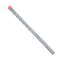 A close-up of the DIABLO DMAPL4140 Rebar Demon™ SDS-Plus drill bit, 3/8 in. x 4 in. x 6 in., showcasing its gray twisted body and red tip, positioned diagonally on a white background.