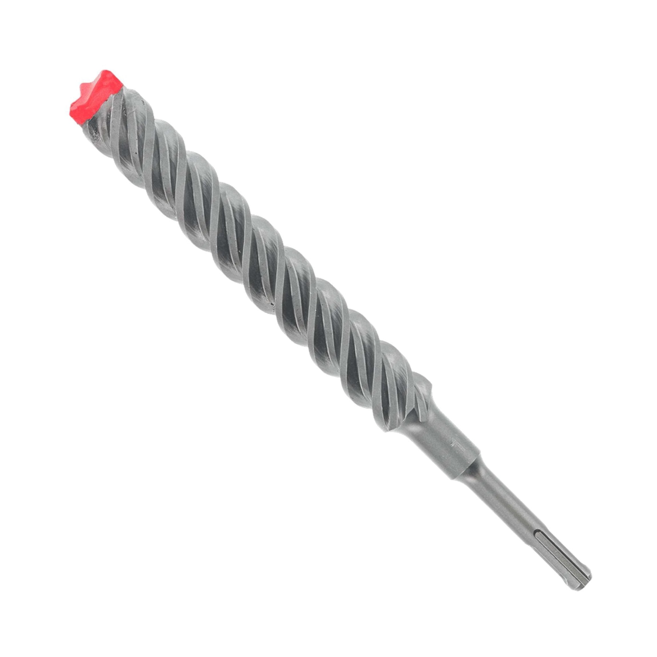 A close-up of the gray DIABLO DMAPL4300 Rebar Demon on a white background showcases its SDS-Plus design, spiral flute for efficient debris removal, and full-carbide head for heavy-duty drilling.