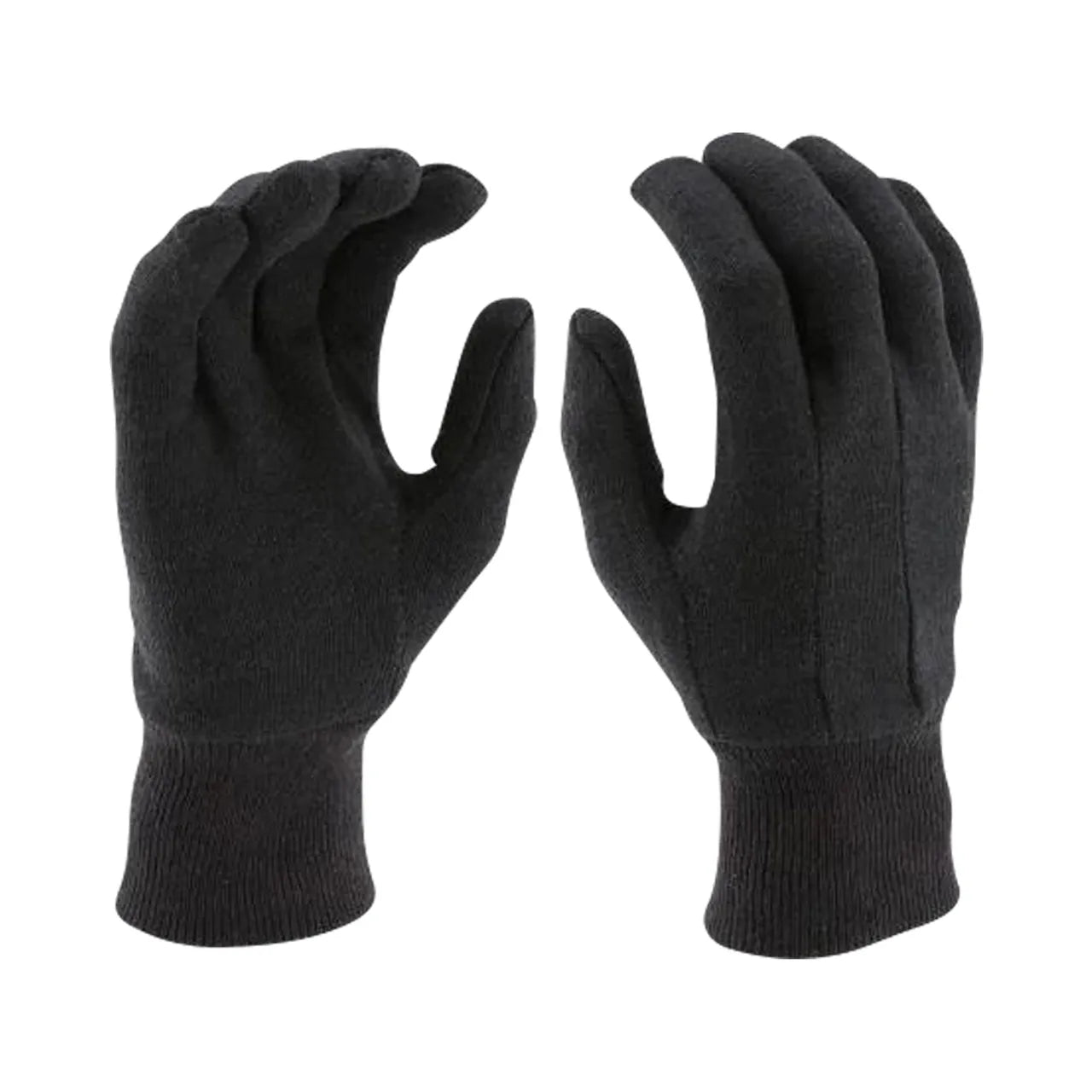 A pair of brown Jersey Gloves by Go Build, The Fastest Way To Build, displayed against a white background. Both gloves face each other, clearly showing the front side.