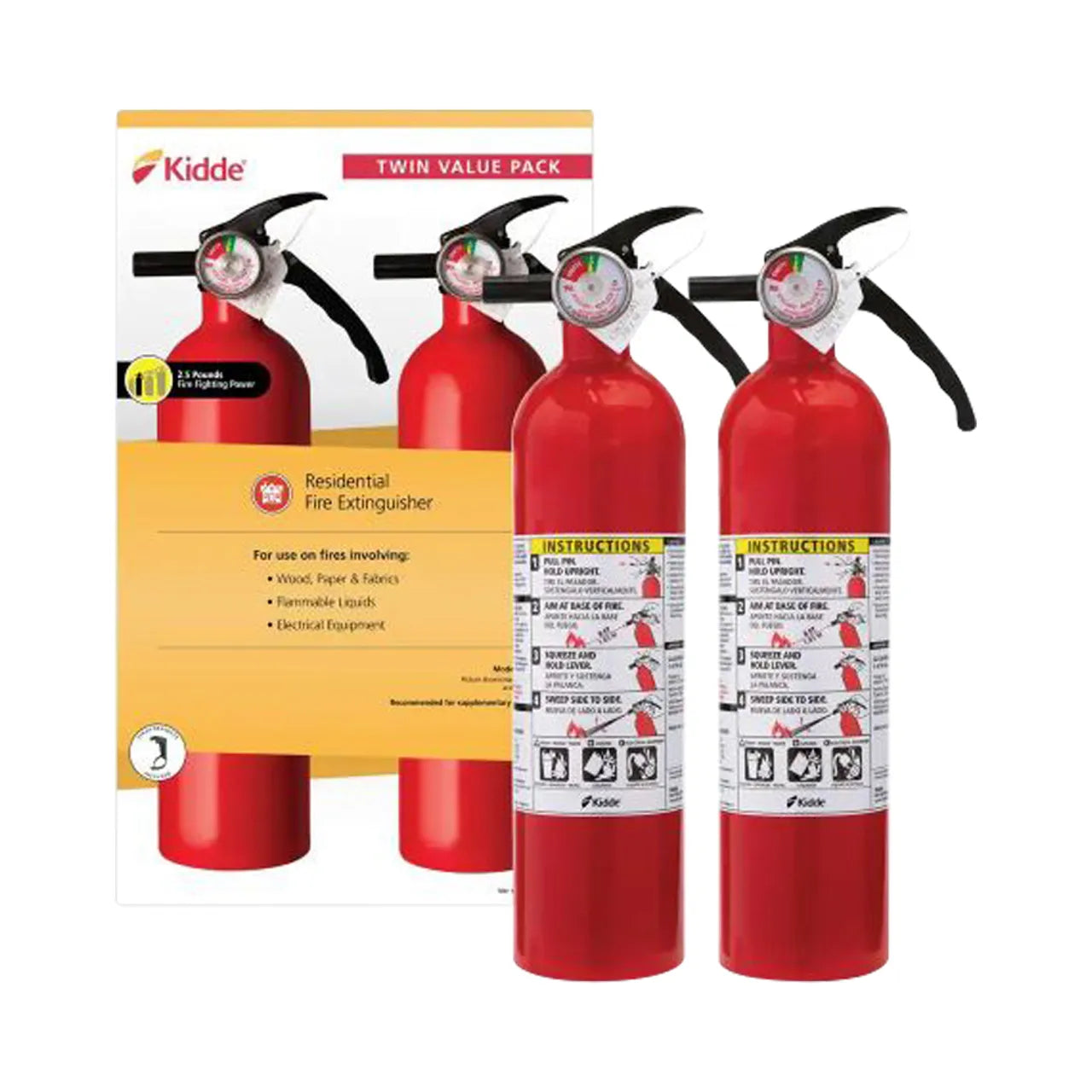 Basic Use Fire Extinguisher with Easy Mount Bracket & Strap, 1-A:10-B:C, Dry Chemical, One-Time Use