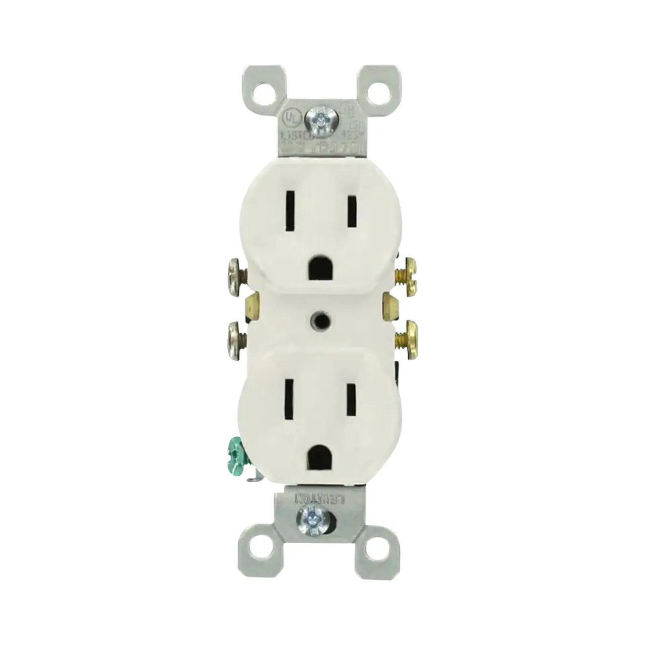 15A Residential Grade Grounding Duplex Outlet - White