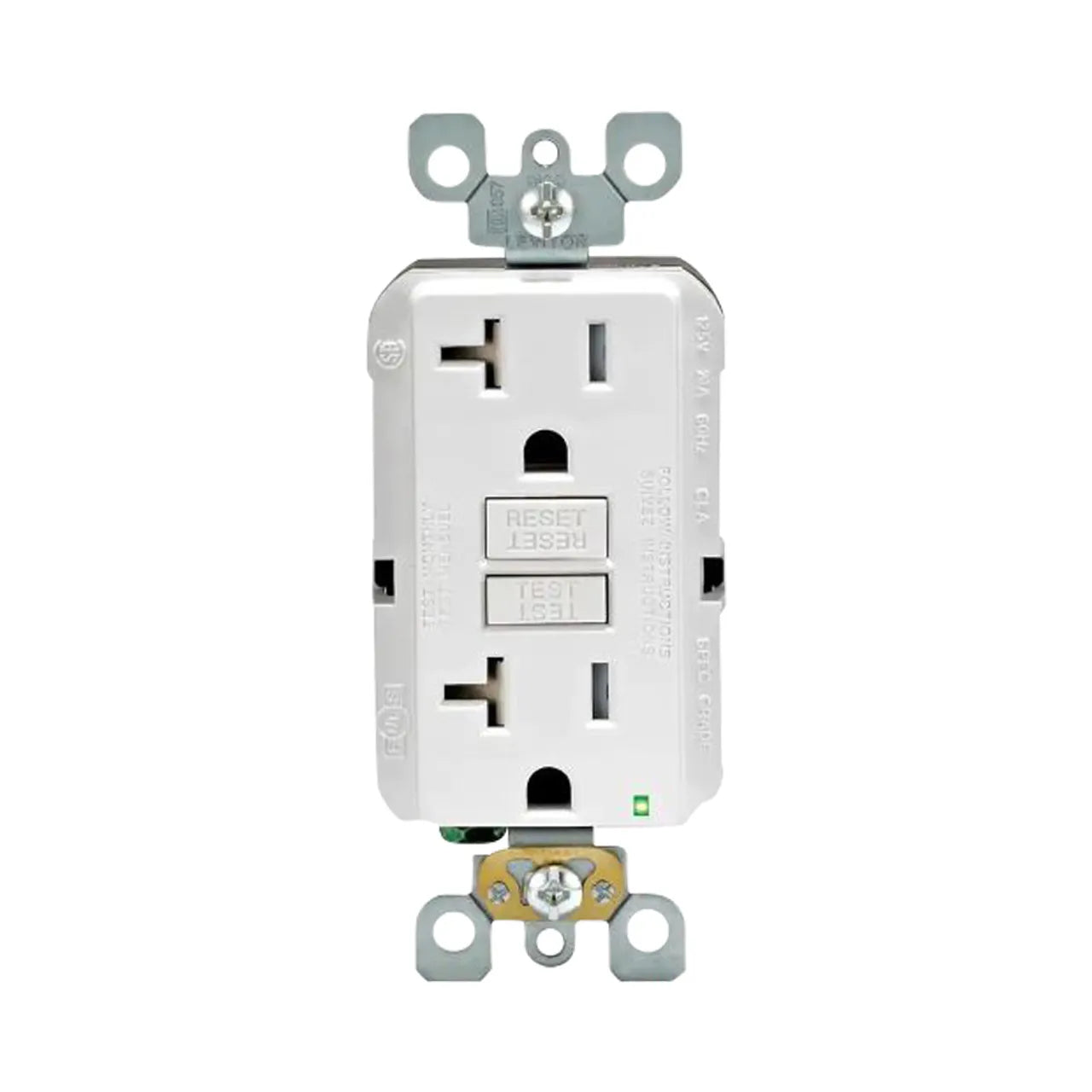 20A-125V Duplex SmarTest Self-Test SmartlockPro Tamper Resistant GFCI Outlet - White