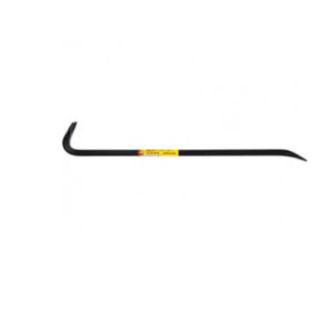 Image of a G FORCE Gooseneck Wrecking Bar, measuring 3/4 in. x 36 in., with a flat and curved end for prying and lifting. The black demolishing tool has a yellow and red label in the center.