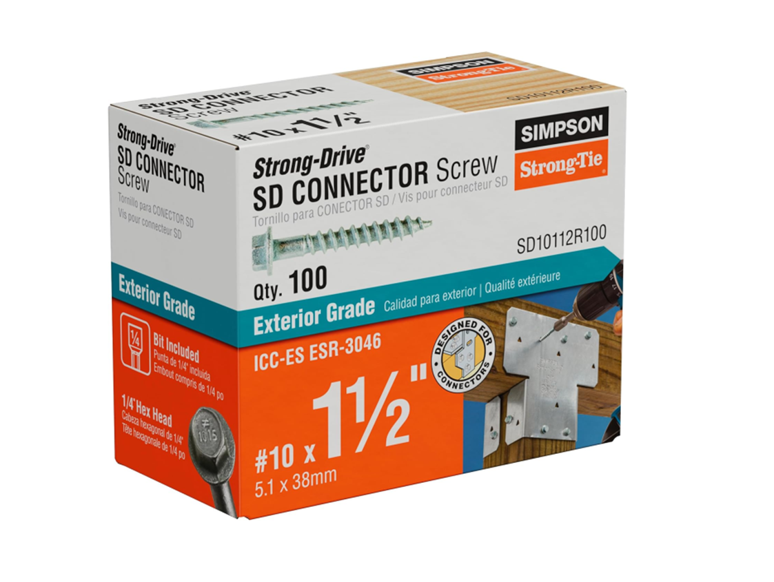 #10 x 1-1/2 in. 1/4-Hex Drive, Simpson Strong-Drive Structural Connector Screws (100-Pack)