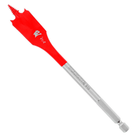 The DIABLO DSP2090-P2 3/4 in. x 6 in. Spade Bits for Wood feature a SPEED-TIP™ design with a pointed tip and flat, wide blade. With a metallic cylindrical shaft labeled red, these Diablo bits are Impact Strong™, perfect for woodworking or drilling soft materials.