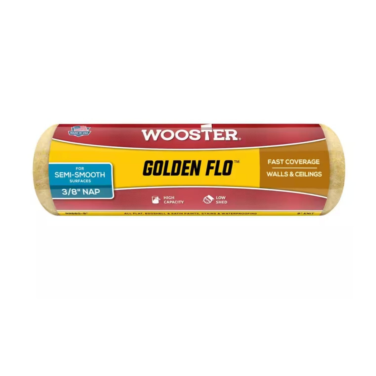 WOOSTER Golden Flo 9 in. High Capacity Yellow Knit Paint Roller Cover